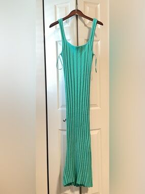 FP Beach: Sleeveless Teal Knit Maxi Dress
